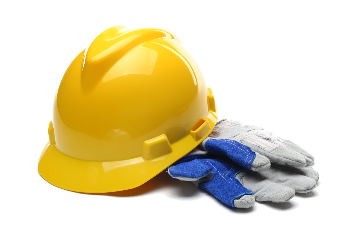 Safety helmet and gloves